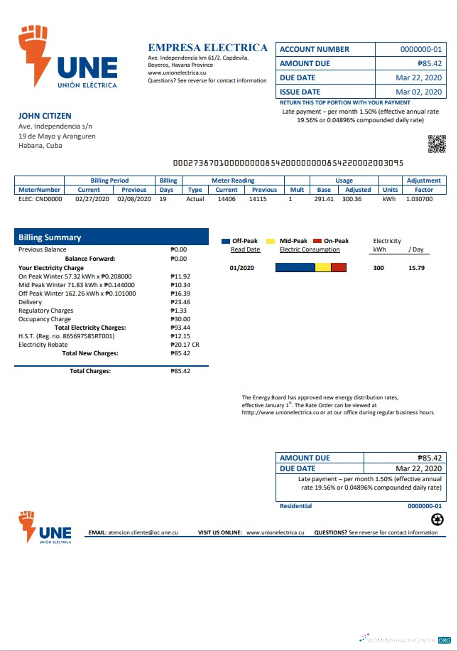 download download Cuba Empresa Electrica utility bill